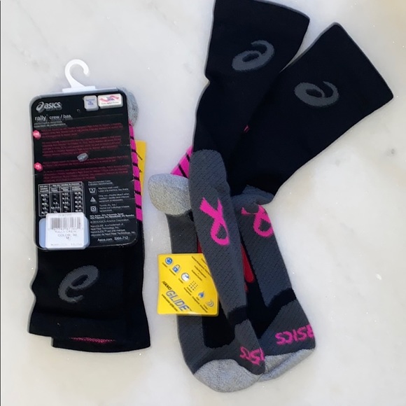 🆕 ASICS Unisex Pink Ribbon Rally Crew 2 Pairs - Picture 4 of 5